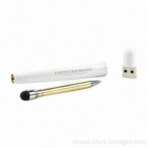 Multifunction Promotional USB Pen Drives with Stylus, Made of Metal Material